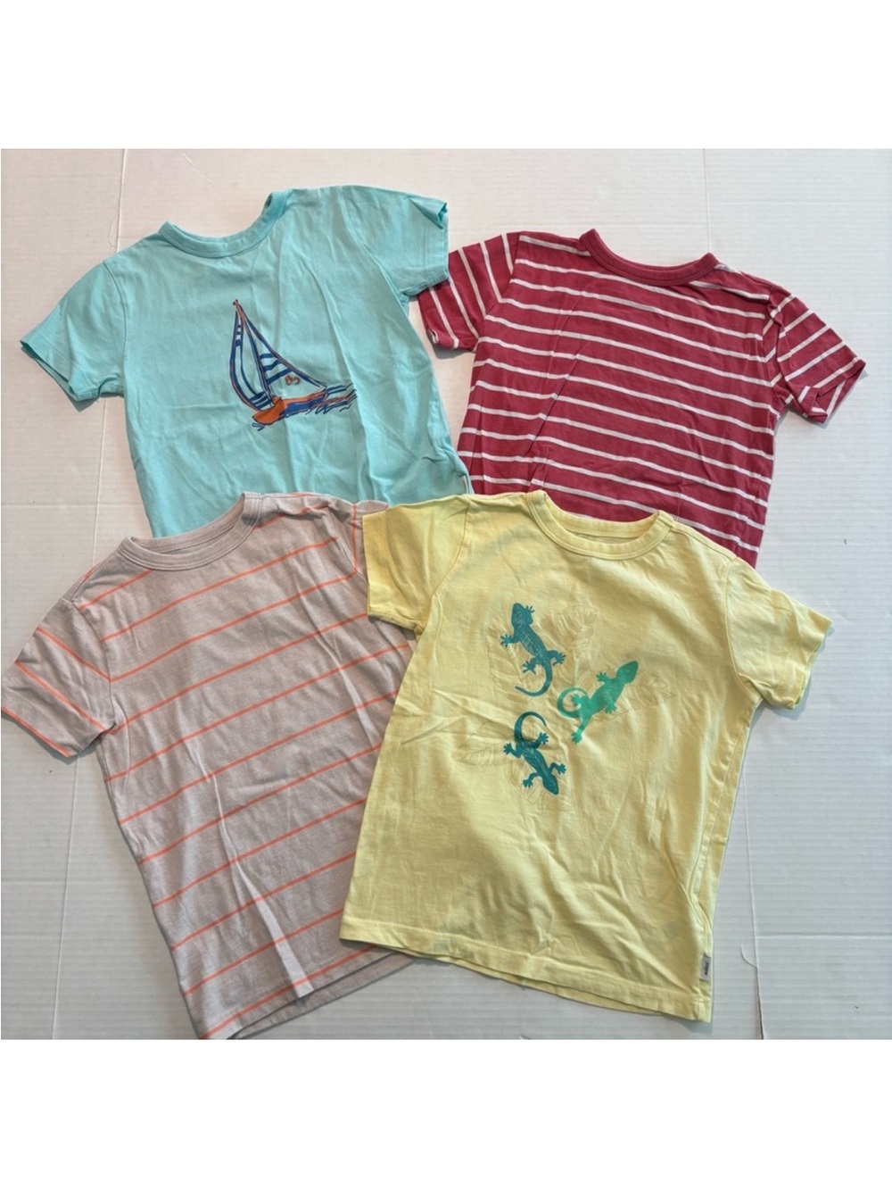 CREWCUTS J.Crew Boys Tshirt Bundle of 4 Lizards Boat Stripes Size XS (4/5)